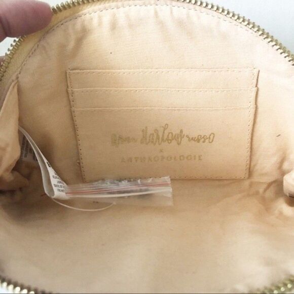 Anthropologie Beaded Leather Pouch Clutch Monogramed Letter C - Picture 5 of 6